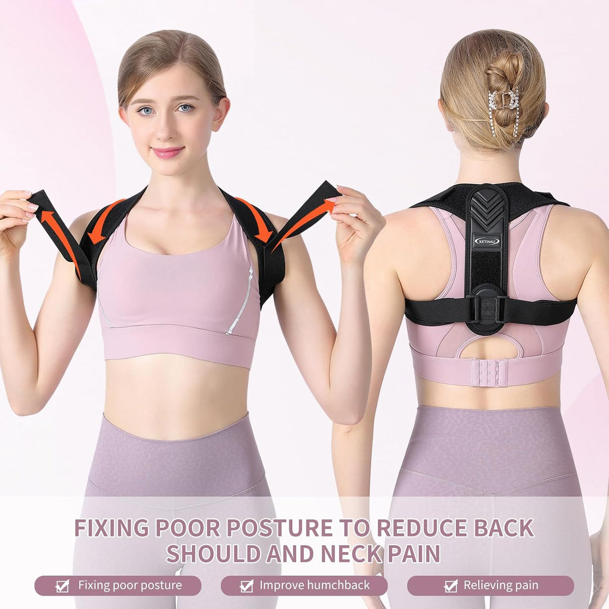 Posture Corrector for Women and Men, Back Brace Adjustable Upper Posture Support, Back Support, Comfortable Back Straightener Support for Clavicle Support, and Providing Pain Relief from Neck
