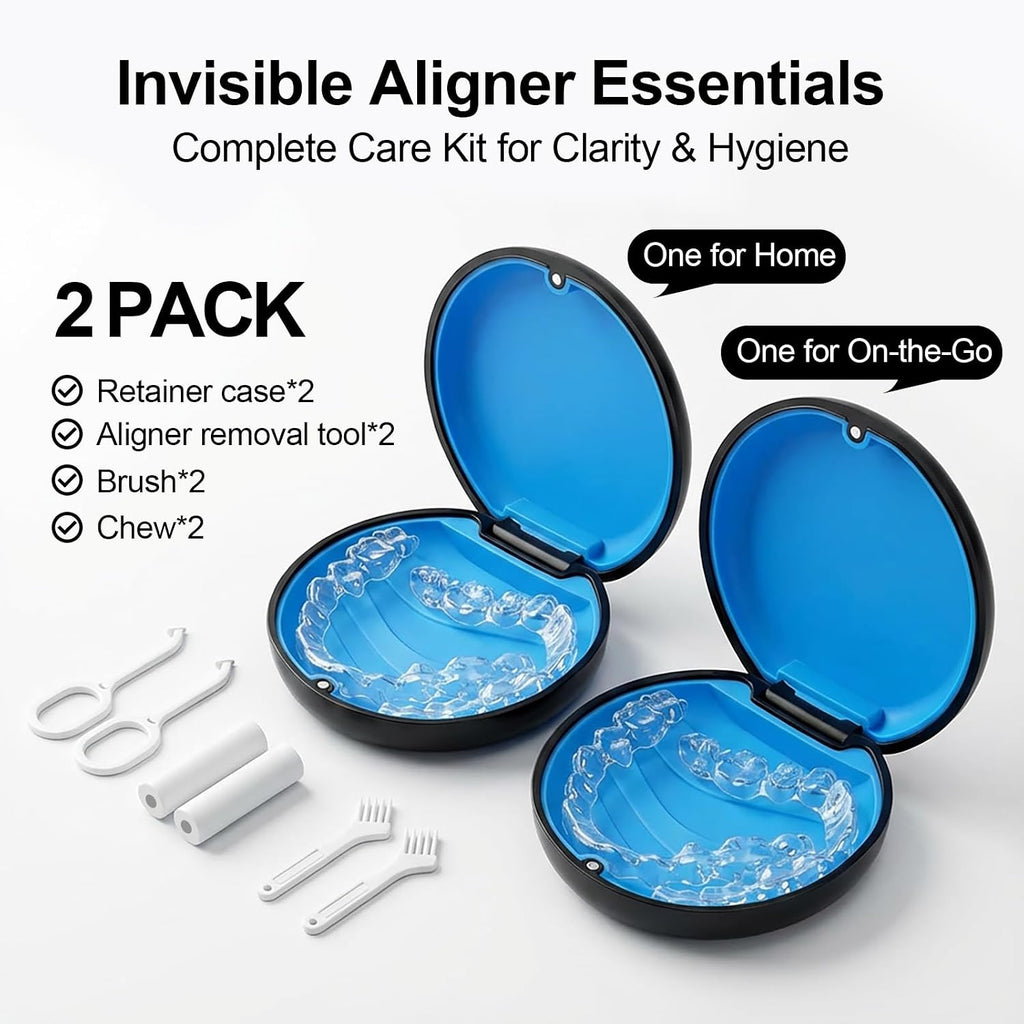 2 Pack Retainer Case, Aligner Case Compatible with Invisalign