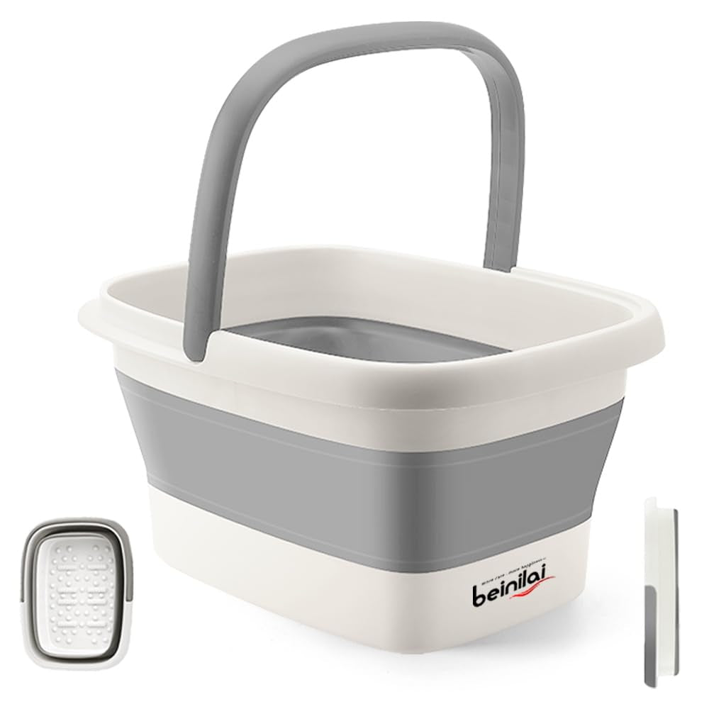 Collapsible Foot Bath Basin for Soaking Feet, Foot Soak Tub-Gery