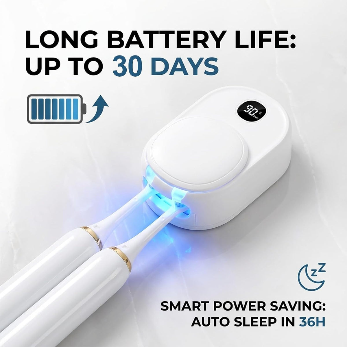 UV Toothbrush Sanitizer Holder Wall Mounted for Bathroom, Travel Toothbrush Case Design, Electric Toothbrush Holder with UVA+UVC Light & Fan Drying, USB Rechargeable Toothbrush Cleaner