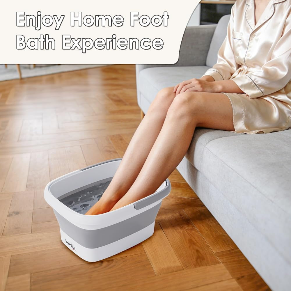 Collapsible Foot Bath Basin for Soaking Feet, Foot Soak Tub-Gery