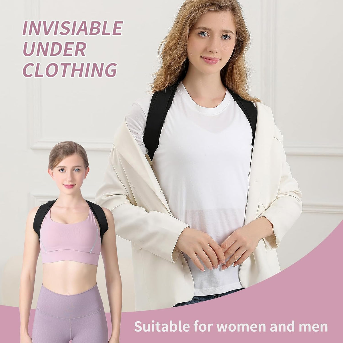 Posture Corrector for Women and Men, Back Brace Adjustable Upper Posture Support, Back Support, Comfortable Back Straightener Support for Clavicle Support, and Providing Pain Relief from Neck