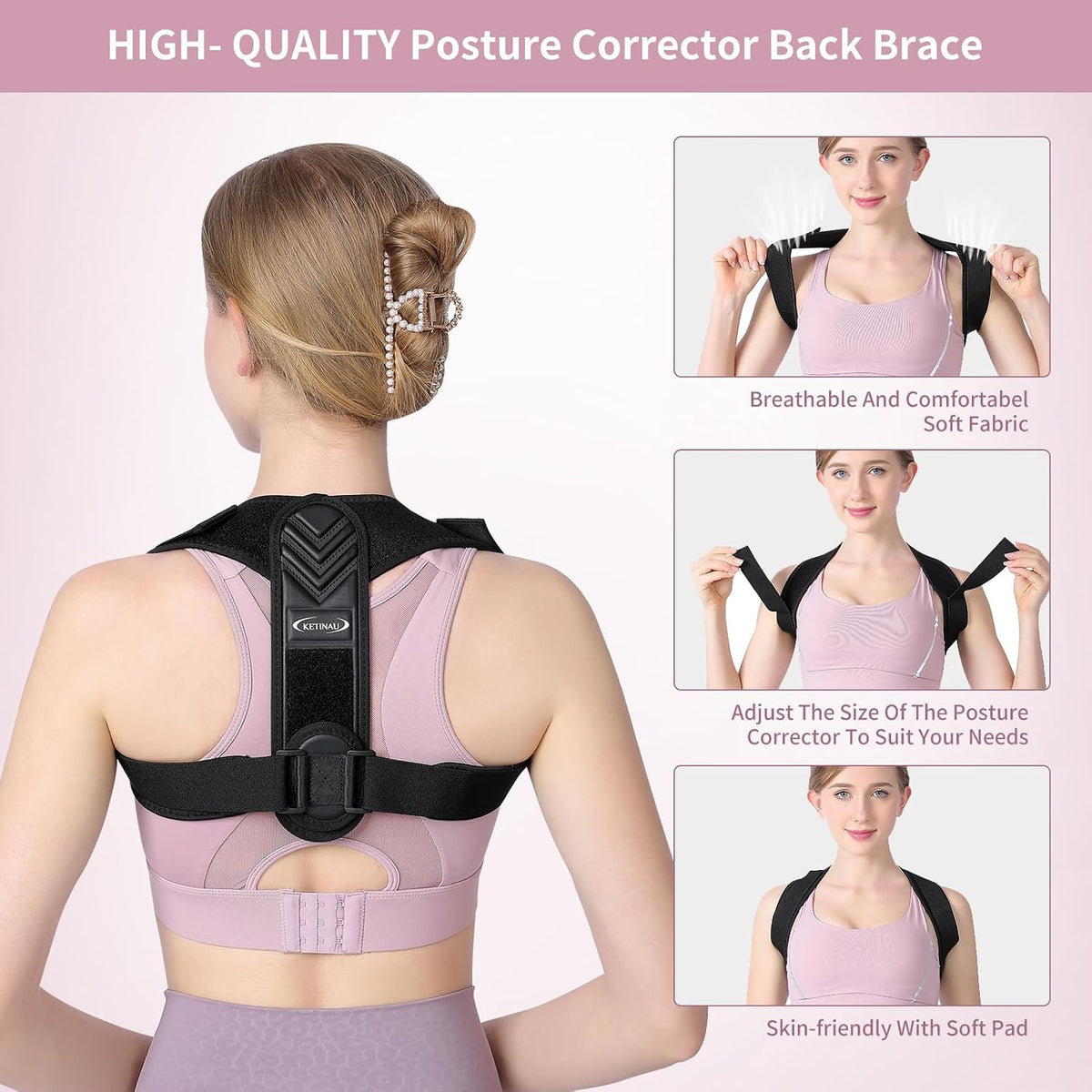 Posture Corrector for Women and Men, Back Brace Adjustable Upper Posture Support, Back Support, Comfortable Back Straightener Support for Clavicle Support, and Providing Pain Relief from Neck