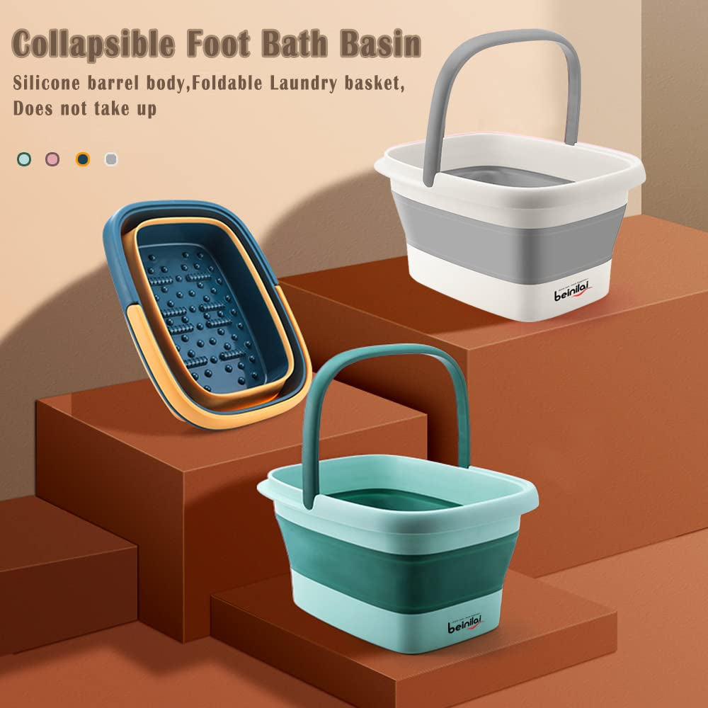 Collapsible Foot Bath Basin for Soaking Feet, Foot Soak Tub-Gery