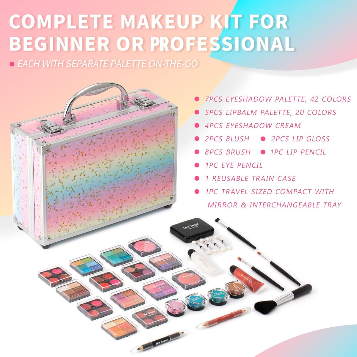 Makeup Kit for Teenager Girls Starter Cosmetics Set Rainbow